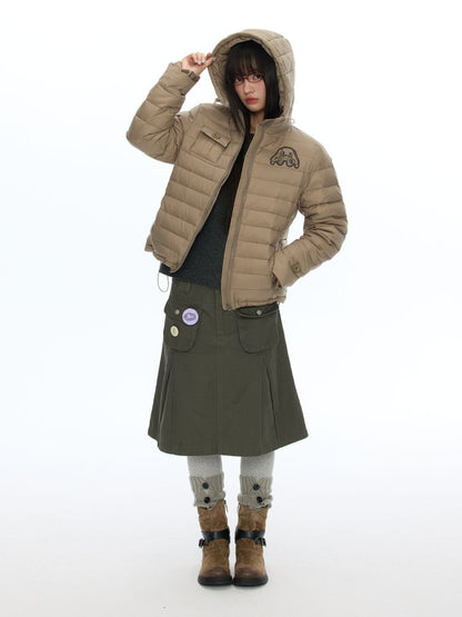 White Duck Down Cold-Resistant Warm Hooded Ribs Down Jacket【s0000019055】