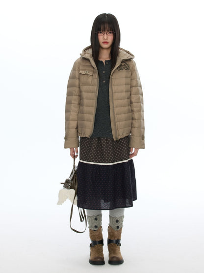 White Duck Down Cold-Resistant Warm Hooded Ribs Down Jacket【s0000019055】