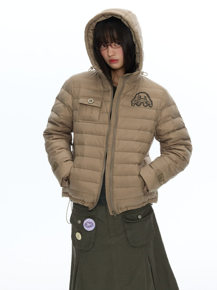 White Duck Down Cold-Resistant Warm Hooded Ribs Down Jacket【s0000019055】