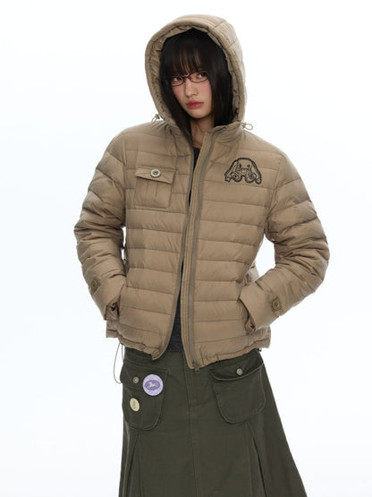 White Duck Down Cold-Resistant Warm Hooded Ribs Down Jacket【s0000019055】