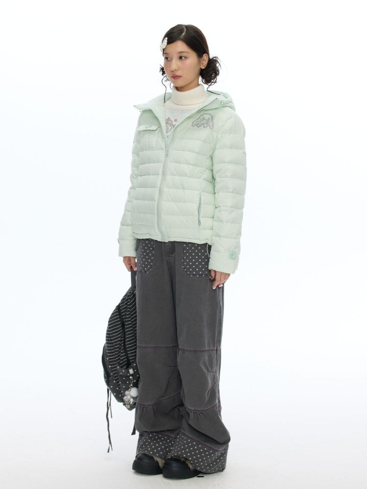 White Duck Down Cold-Resistant Warm Hooded Ribs Down Jacket【s0000019055】