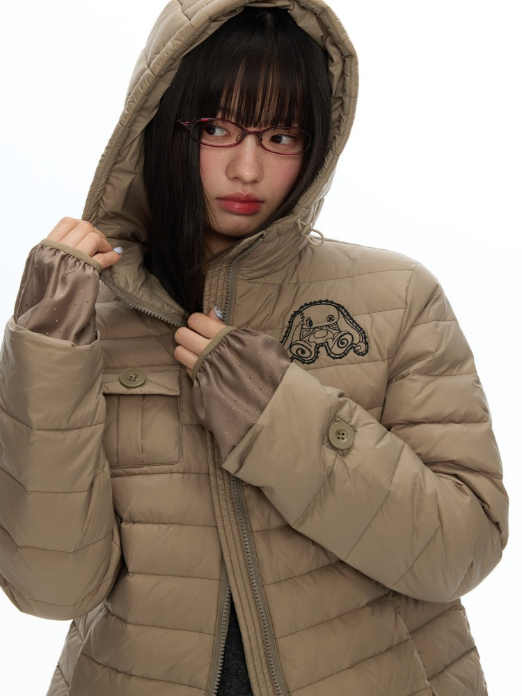 White Duck Down Cold-Resistant Warm Hooded Ribs Down Jacket【s0000019055】