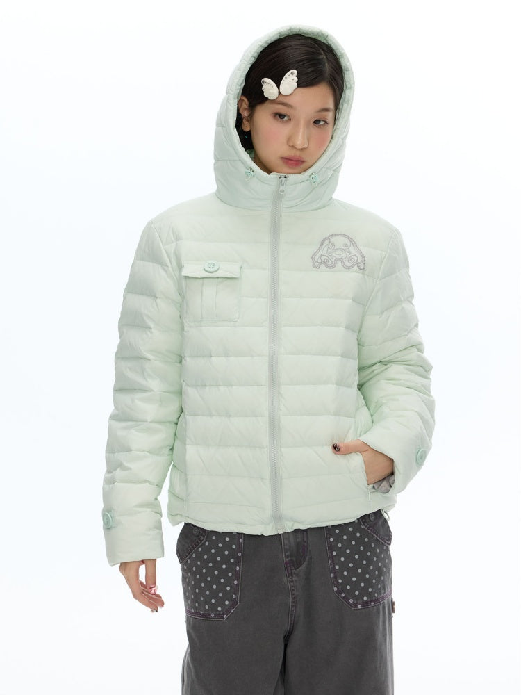 White Duck Down Cold-Resistant Warm Hooded Ribs Down Jacket【s0000019055】