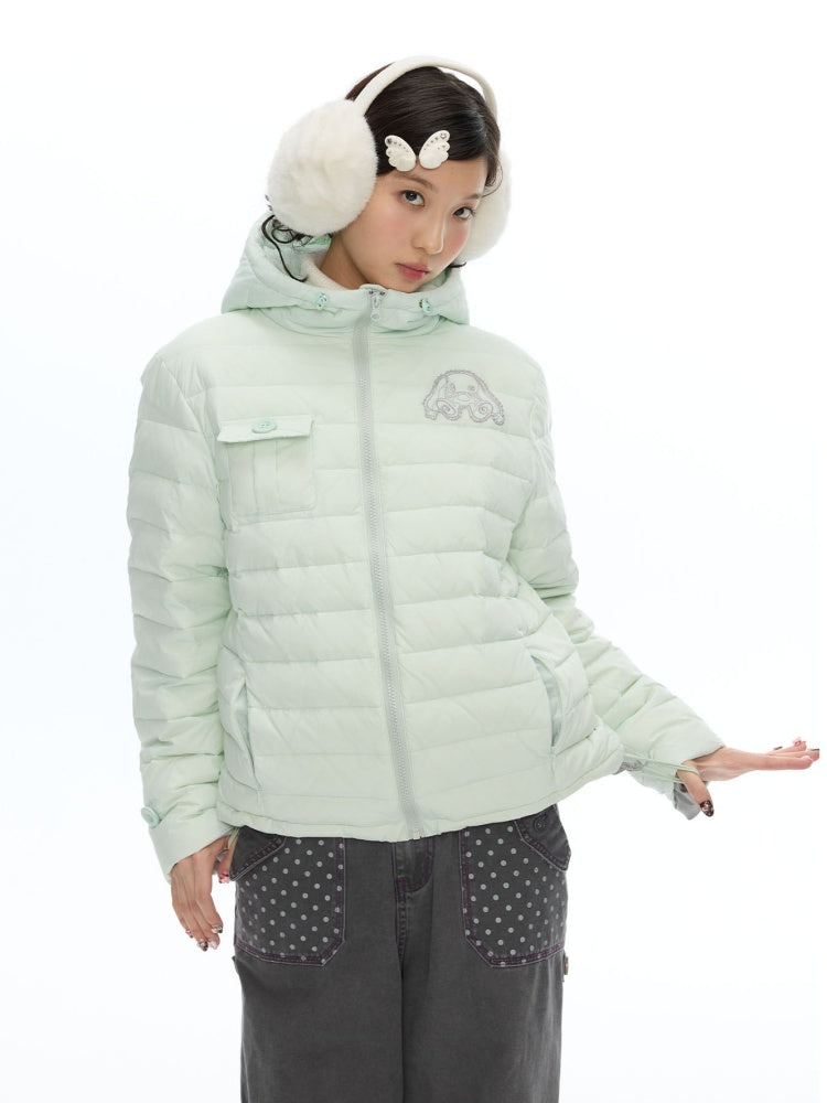 White Duck Down Cold-Resistant Warm Hooded Ribs Down Jacket【s0000019055】