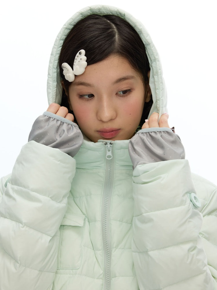 White Duck Down Cold-Resistant Warm Hooded Ribs Down Jacket【s0000019055】