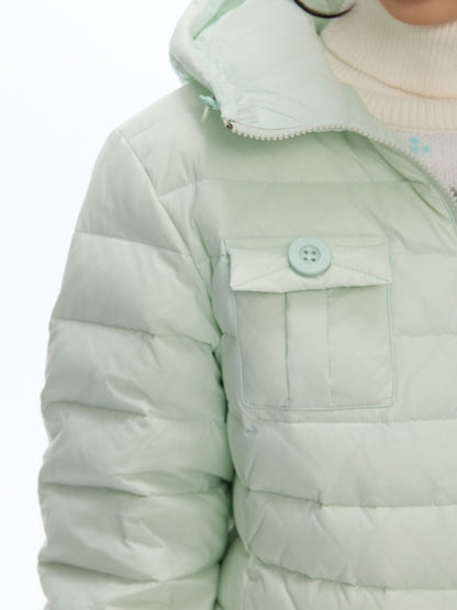 White Duck Down Cold-Resistant Warm Hooded Ribs Down Jacket【s0000019055】