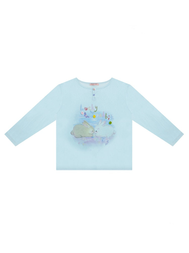 Rabbit Print Long Sleeve T-Shirt【s0000011915】