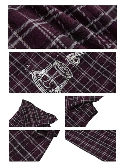 Plaid Embroidery Sleeveless Tiered Long Dress【s0000011898】