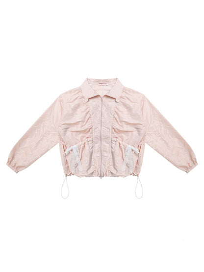 Lace Bow Long Sleeve Double-Zip Jacket【s0000011912】