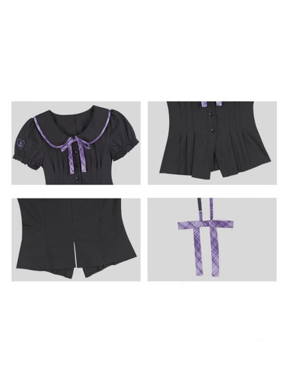 Puff Sleeve Button Down A-Line Flare Blouse【s0000011932】