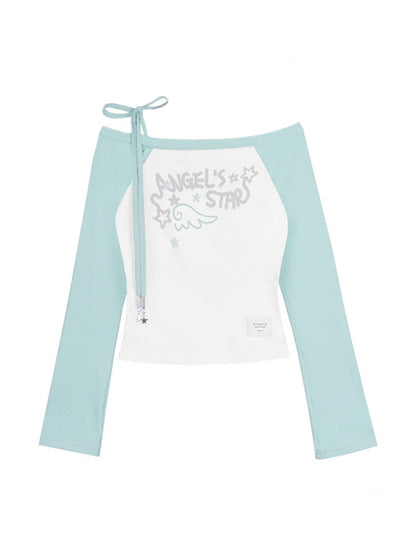 One Shoulder Raglan Sleeve T-Shirt【s0000011931】