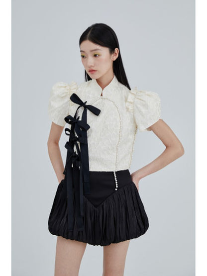 Chinese style bow tie short top【s0000001962】