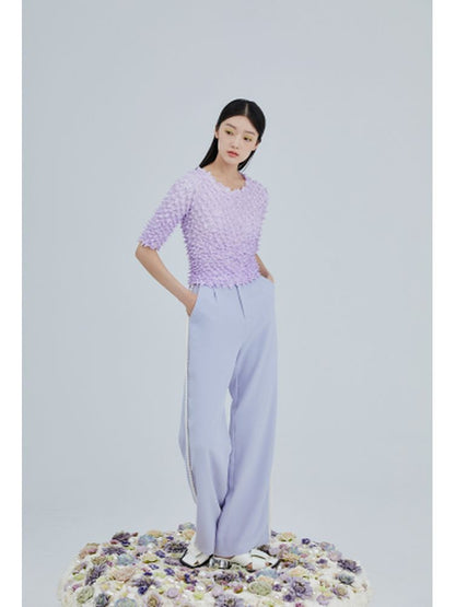 High-waisted wide-leg trousers【s0000001957】