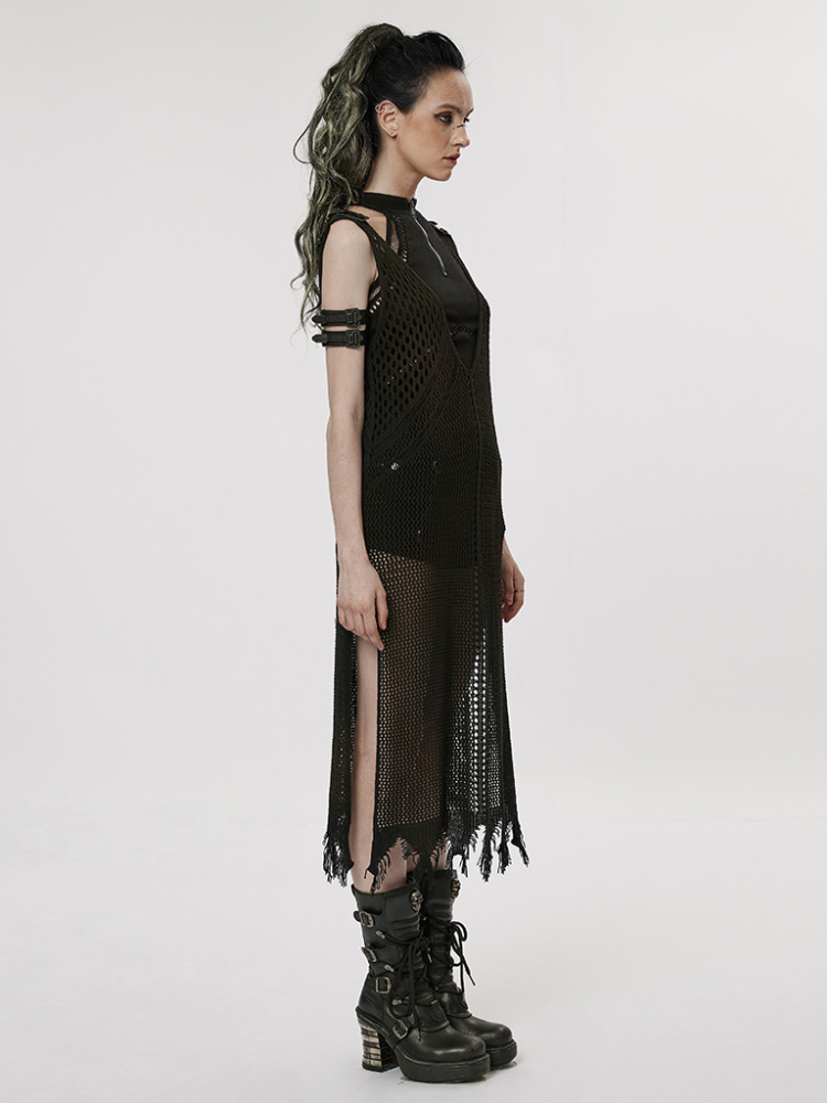 Post-apocalyptic style woolen cutout dress【s0000001105】