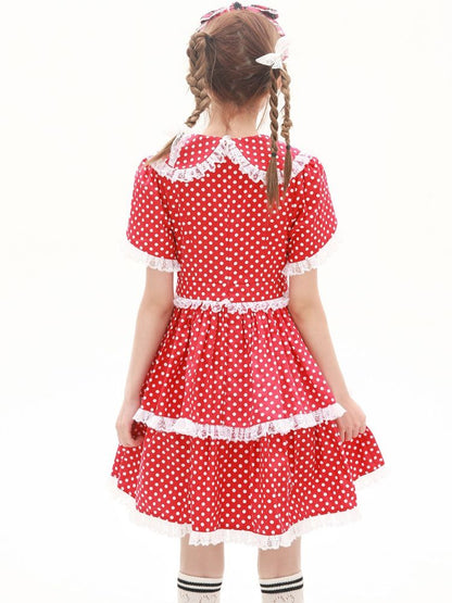 Polka dot ribbon frill dress【s0000001879】