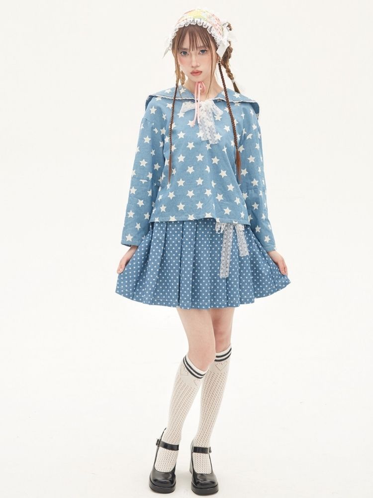 Star Ribbon Sailor Collar Top【s0000001882】