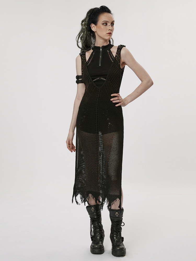 Post-apocalyptic style woolen cutout dress【s0000001105】