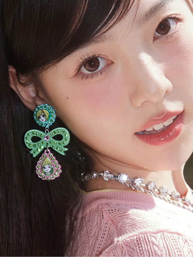 Girl Ribbon Earrings / Pierce【s0000001699】