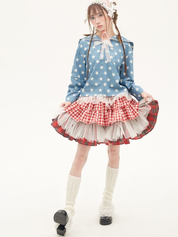 Star Ribbon Sailor Collar Top【s0000001882】