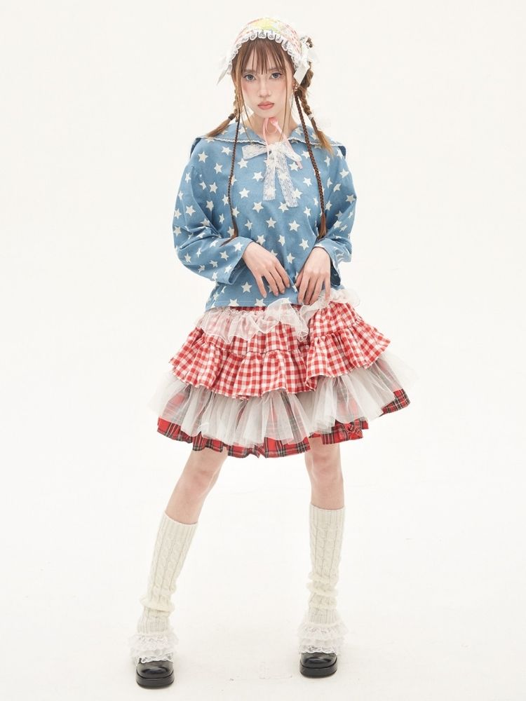 Star Ribbon Sailor Collar Top【s0000001882】