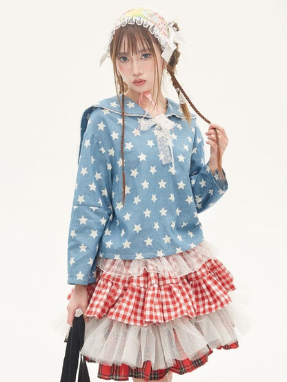 Star Ribbon Sailor Collar Top【s0000001882】