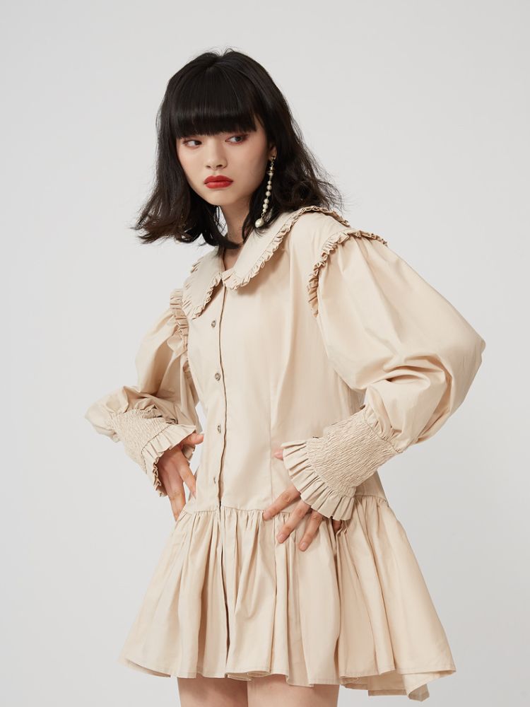 Doll collar ruffled long-sleeved shirt【s0000001460】