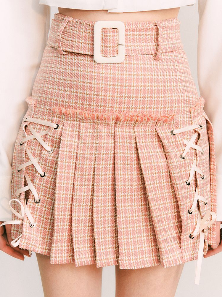 Plaid Braided Pleated Skirt【s0000001655】