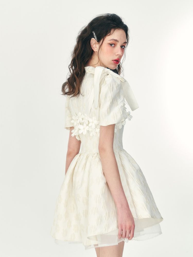 Tulle layered short-sleeved dress【s0000001466】