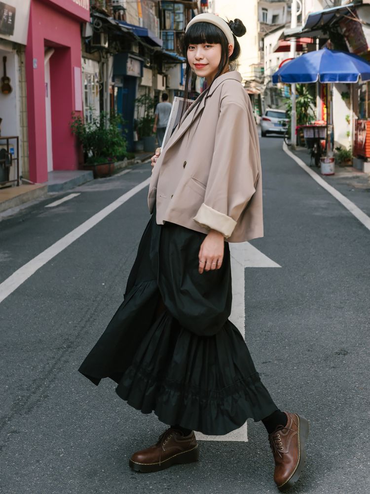 Big swing pleated skirt【s0000001461】