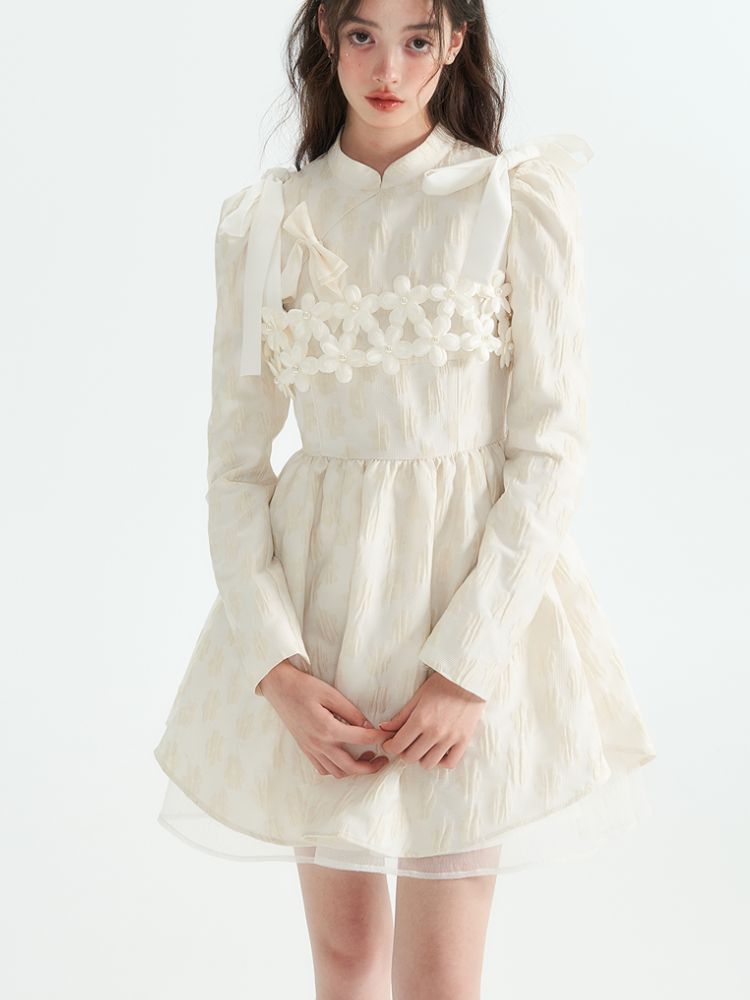 Tulle layered short-sleeved dress【s0000001466】