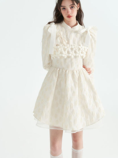 Tulle layered short-sleeved dress【s0000001466】