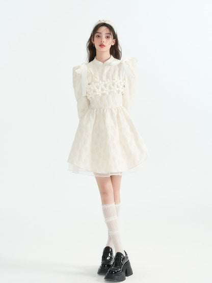 Tulle layered short-sleeved dress【s0000001466】