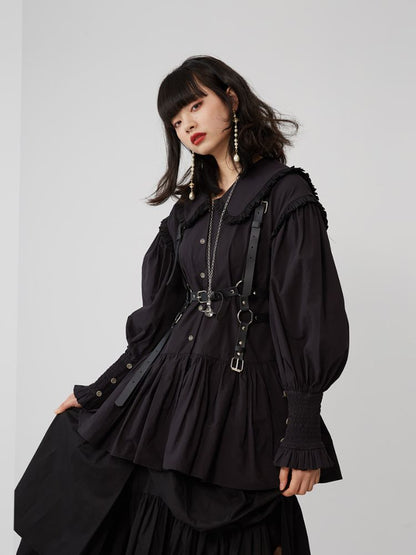 Doll collar ruffled long-sleeved shirt【s0000001460】