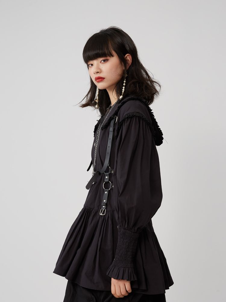 Doll collar ruffled long-sleeved shirt【s0000001460】