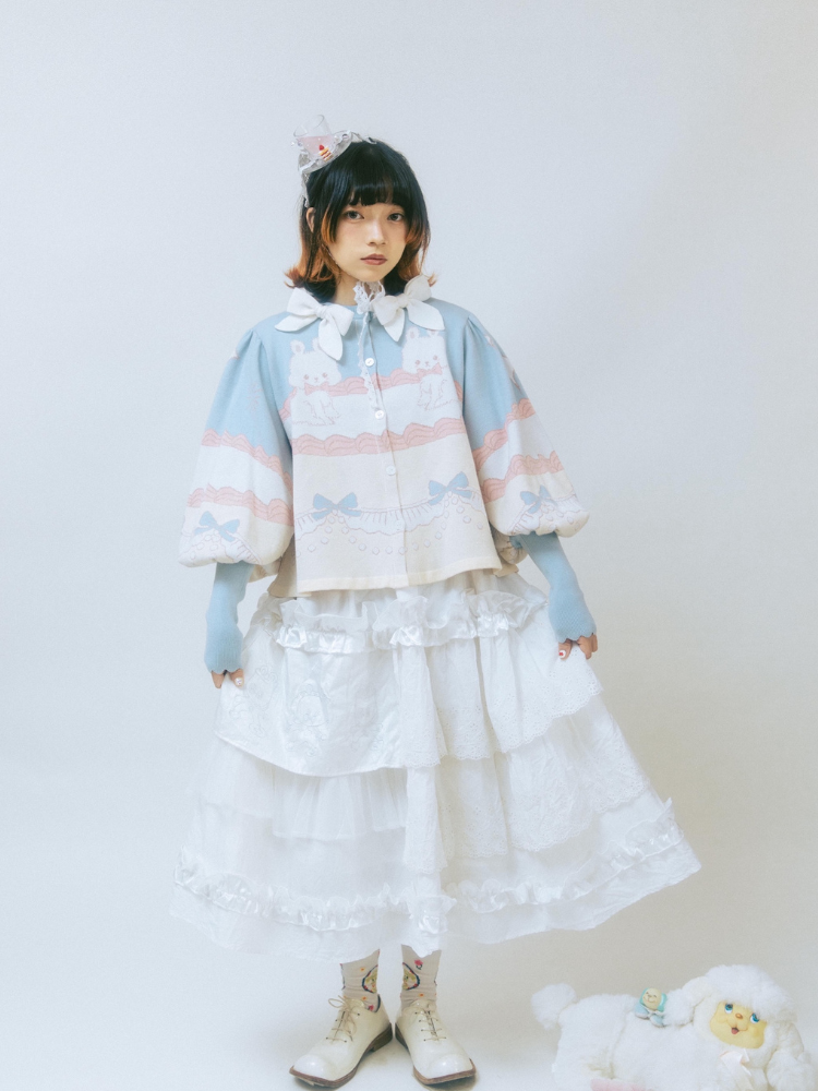 Rabbit Cream Cake lolita Sweet Bow Knit Cardigan【s0000001354】