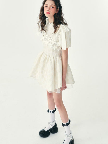 Tulle layered short-sleeved dress【s0000001466】