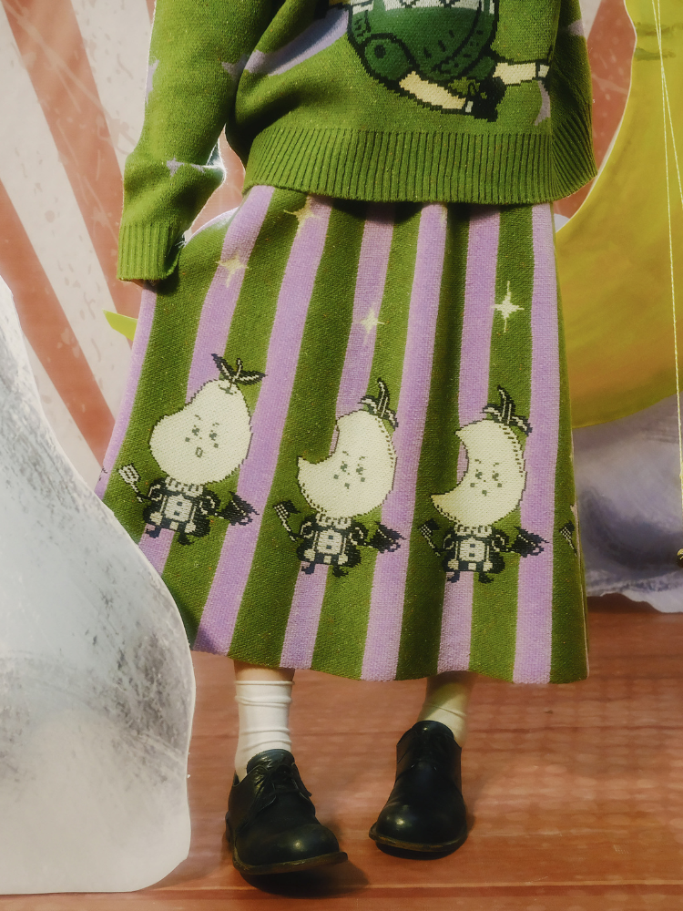 Moon Pear Mystery Contrast Color Striped Skirt【s0000001207】