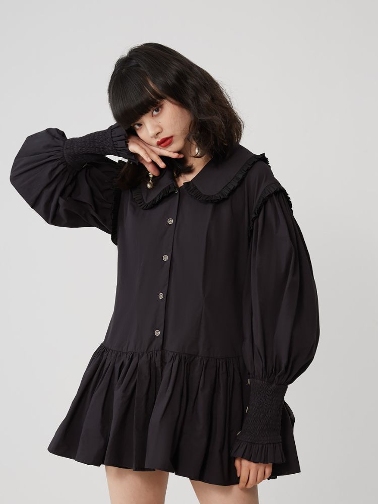 Doll collar ruffled long-sleeved shirt【s0000001460】