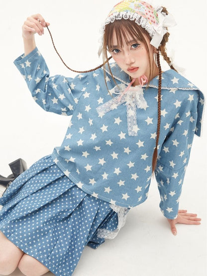 Star Ribbon Sailor Collar Top【s0000001882】