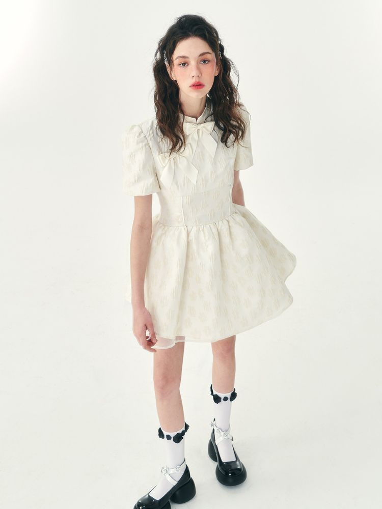 Tulle layered short-sleeved dress【s0000001466】