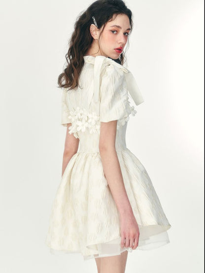 Tulle layered short-sleeved dress【s0000001466】