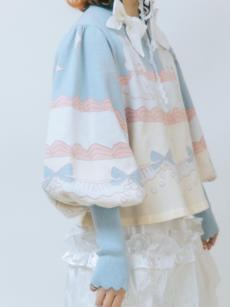 Rabbit Cream Cake lolita Sweet Bow Knit Cardigan【s0000001354】