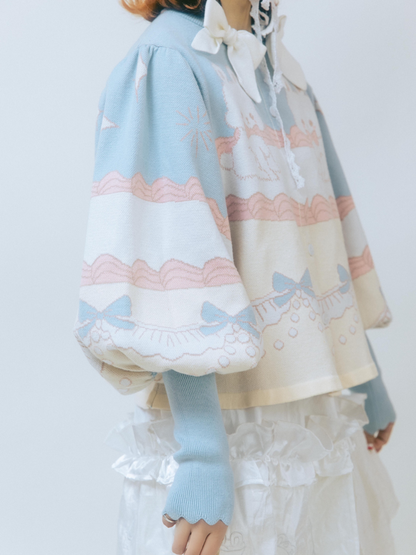 Rabbit Cream Cake lolita Sweet Bow Knit Cardigan【s0000001354】