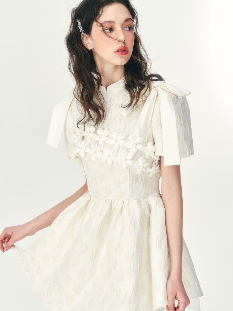 Tulle layered short-sleeved dress【s0000001466】