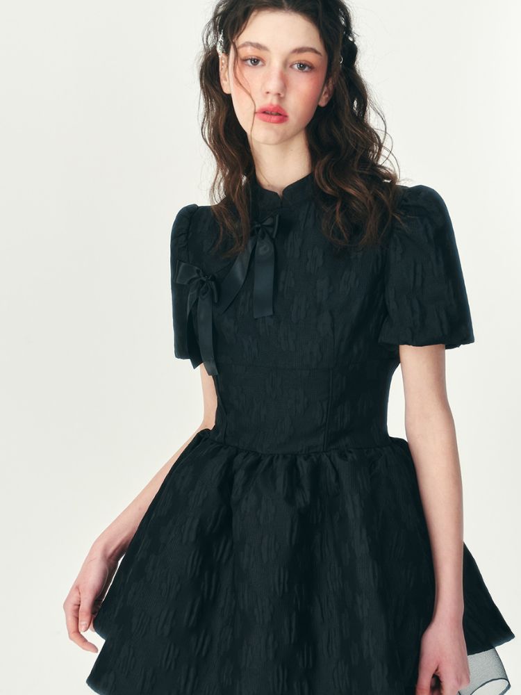 Tulle layered short-sleeved dress【s0000001466】