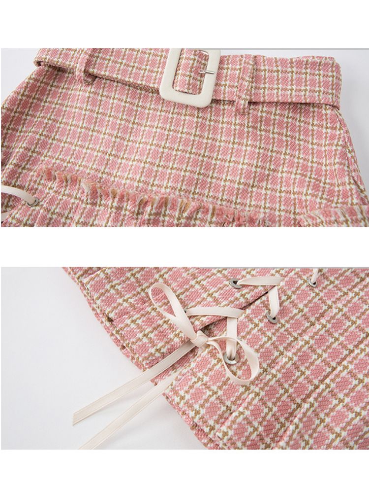 Plaid Braided Pleated Skirt【s0000001655】