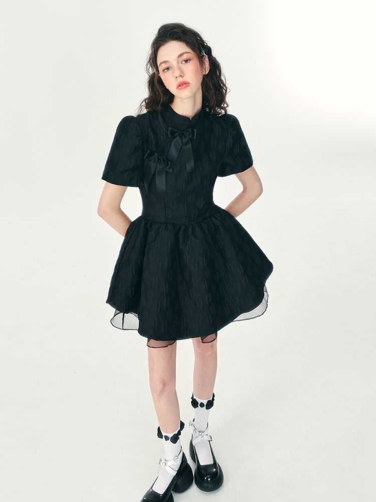 Tulle layered short-sleeved dress【s0000001466】