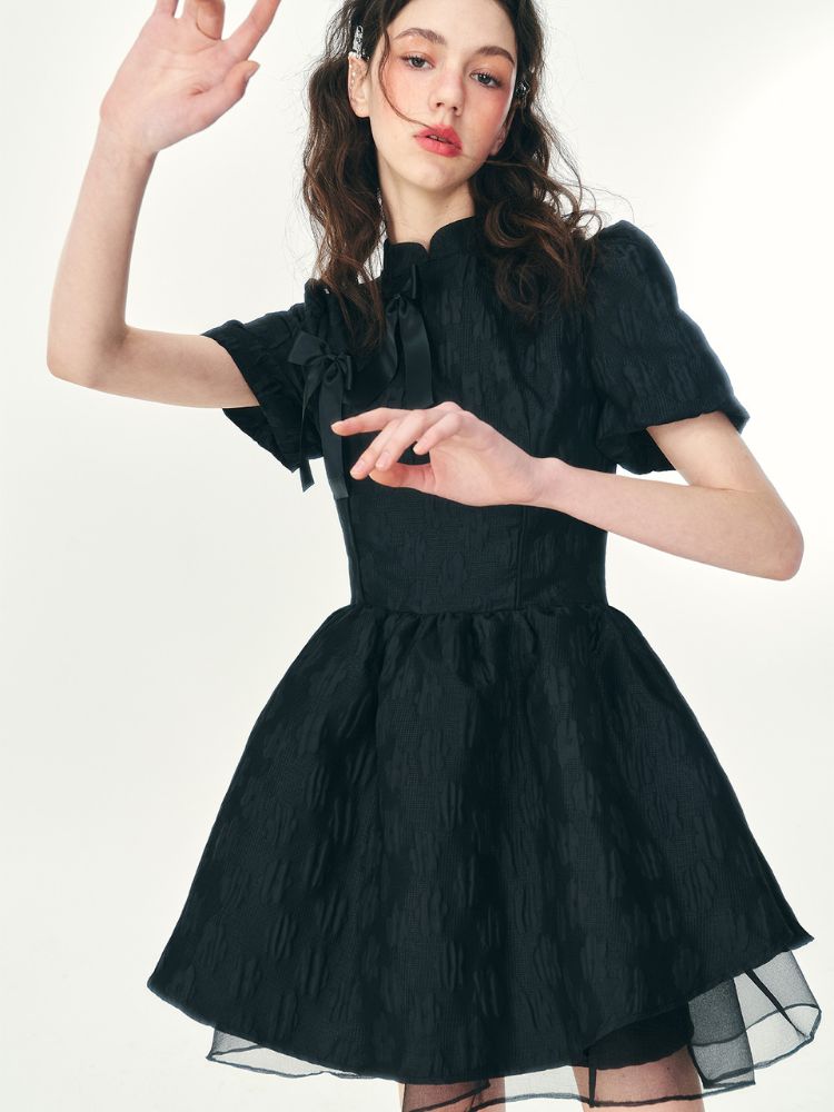 Tulle layered short-sleeved dress【s0000001466】