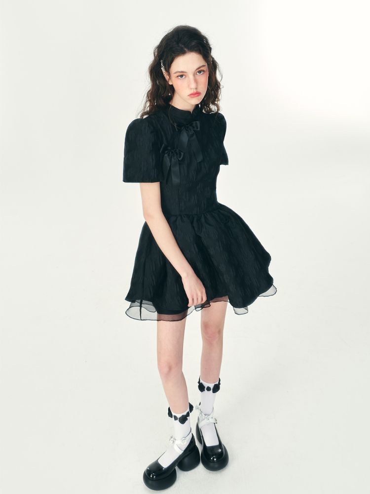 Tulle layered short-sleeved dress【s0000001466】