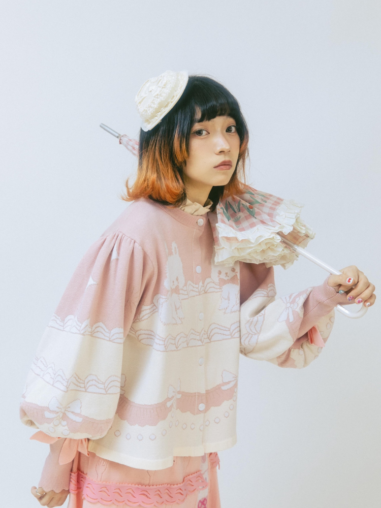 Rabbit Cream Cake lolita Sweet Bow Knit Cardigan【s0000001354】